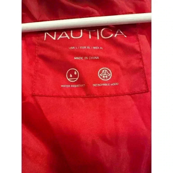 Nautica Puffer Jacket in Red with Faux Fur Hood Size L, EUC - Picture 6 of 9